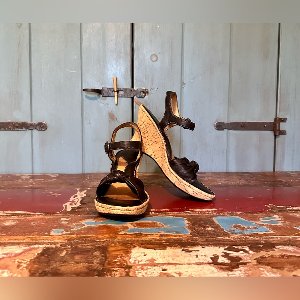 Born Leather Wedge Sandals